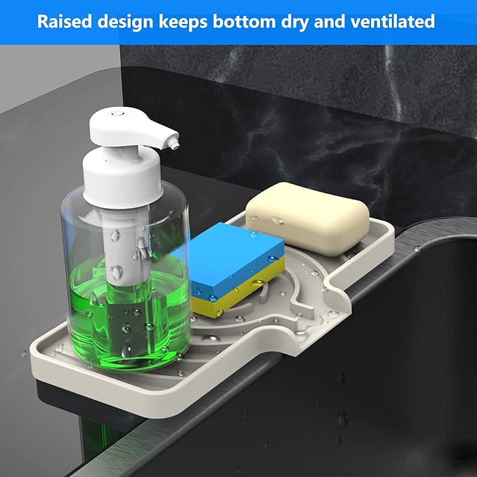 Sponge Holder for Kitchen Sink, Dish Sponge Holder & Soap Tray