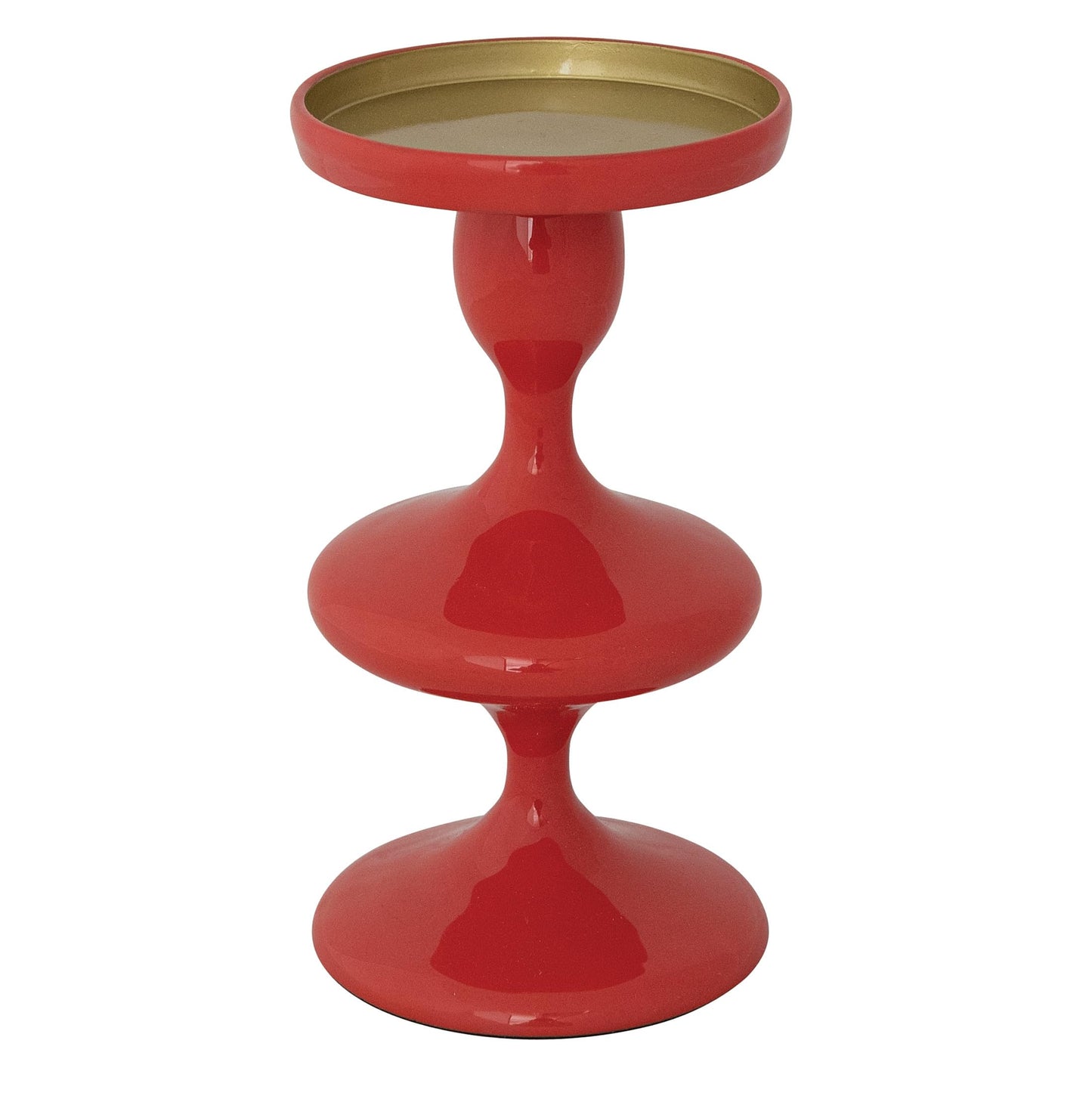 Creative Co-Op Enameled Aluminum Pillar Candle Holder, Coral Color