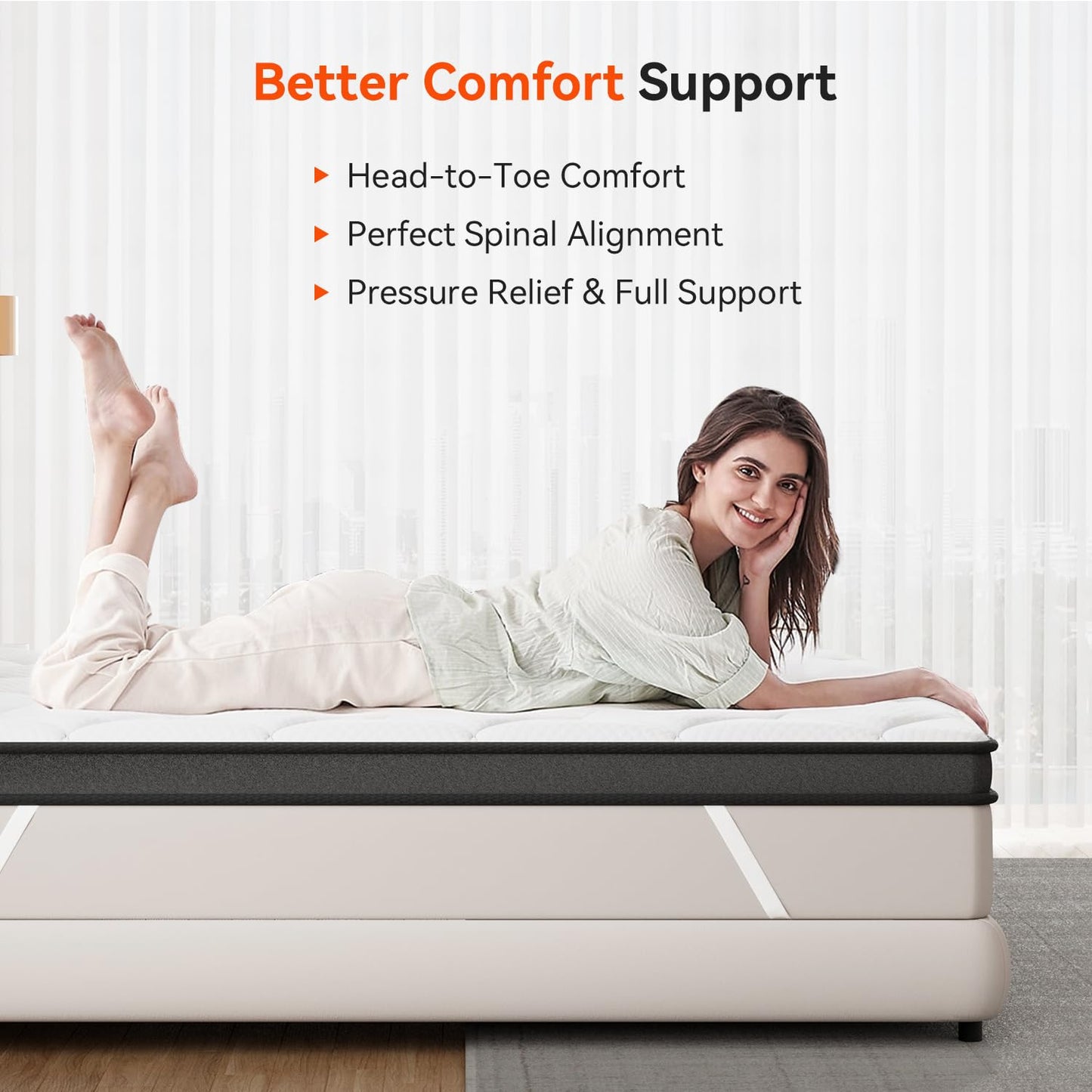 ELEMUSE 3 Inch Queen Size Memory Foam Mattress Topper, High Density Gel Foam Bed Toppers with Cooling Pillowtop for Back Pain Relief, Medium Firm Mattress Pad for Comfort Body Support