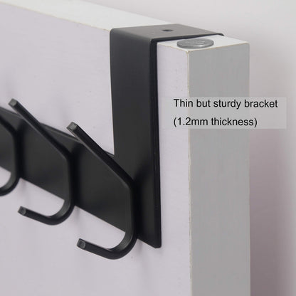 WEBI Over The Door Hooks Door Hanger,Over The Door Towel Rack with 6 Hooks for Hanging,Door Coat Towel Hanger Door Coat Rack,Black