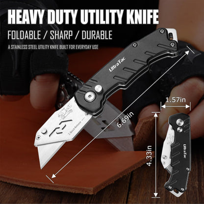 UltraTac Military Grade Multitool Gift Set for Men, Compact Survival Kit for Car Emergency, Birthday or Holiday Gift for Man, Pocket EDC Tools for Camping, Hiking & Quick Fixes - Stainless Steel
