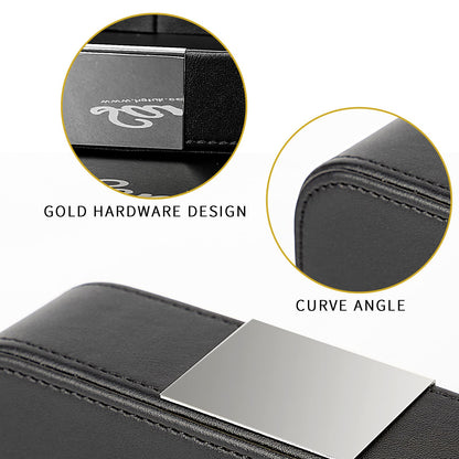 SANZIE Luxury Leather Tray Desktop Storage Catchall Organizer Decorative Tray for Entryway Table to Hold Jewelry Watch Keys Phone Wallet (Metal Silvered, Black)