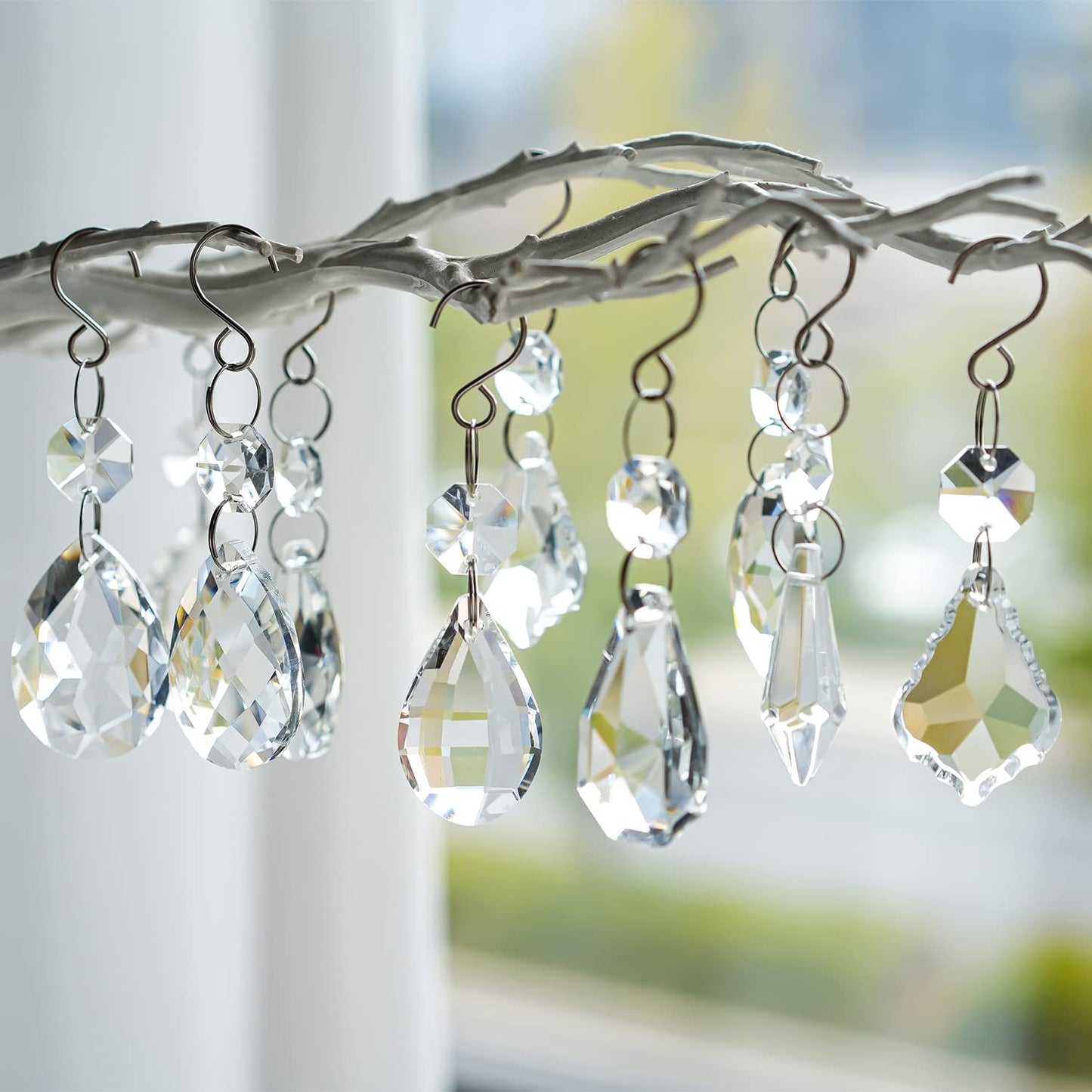 kanpura Crystal Chandelier Prisms,Crystal Sun Catcher Kit,Rainbow Hanging Crystals Suncatcher for Window, Christmas Tree,Home Decor(Clear,12pcs)