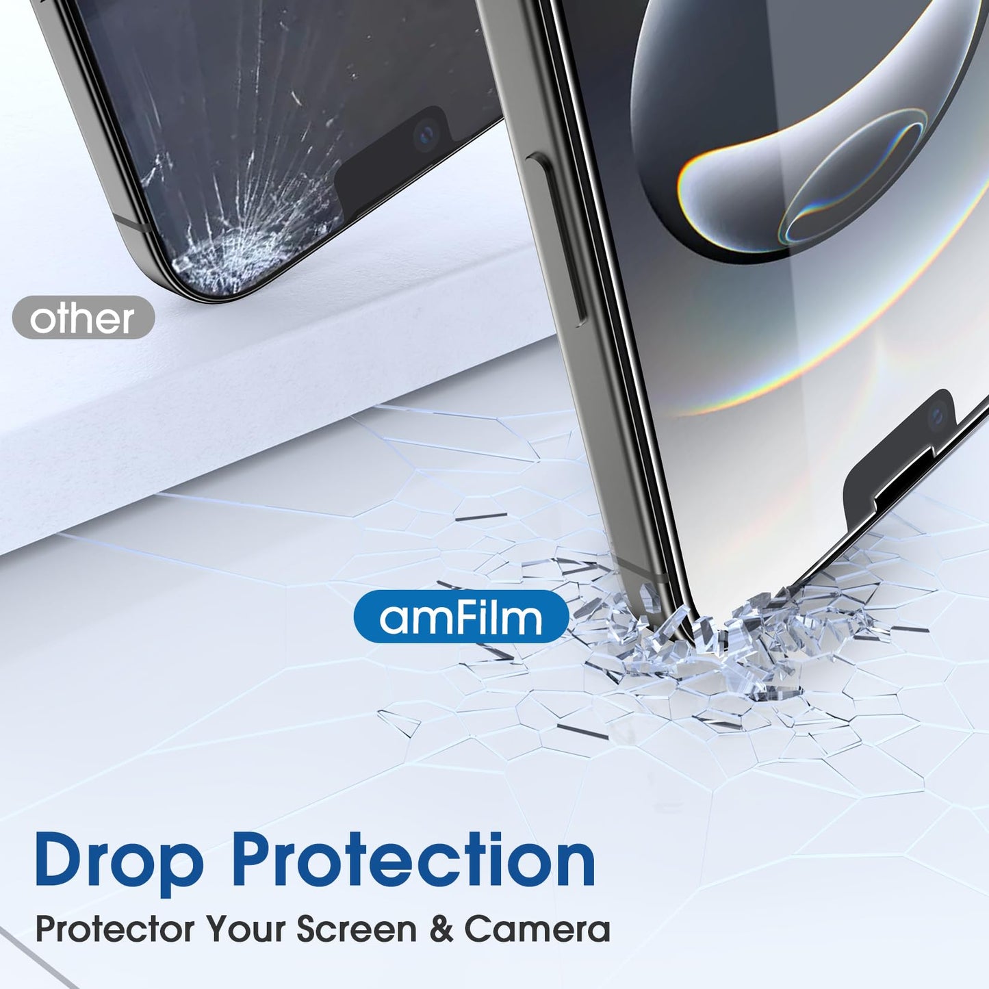 amFilm Auto-Alignment OneTouch for iPhone 16 [6.1''] Screen Protector + Camera Lens Protector, Tempered Glass, 30 seconds Installation, Bubble Free, Case Friendly, Anti-Scratch [2+2 Pack]