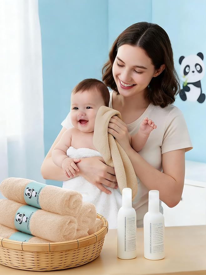 HIPHOP PANDA Baby Washcloths, Rayon Made from Bamboo