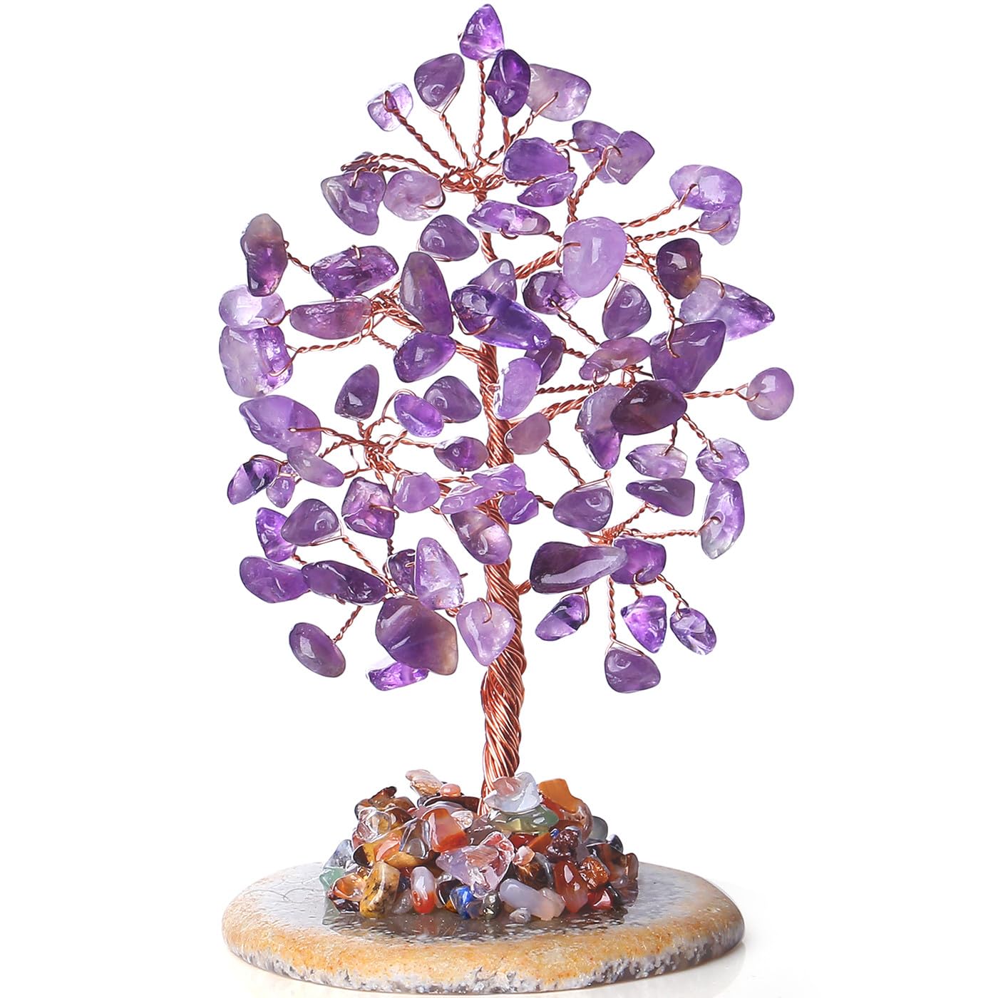 QINJIEJIE Amethyst Crystal Tree Natural Crystals Tree Copper Wire Feng Shui Energy Gemstone Purple Home Room Office Decor Christmas Spiritual Purple Gift for Women Men