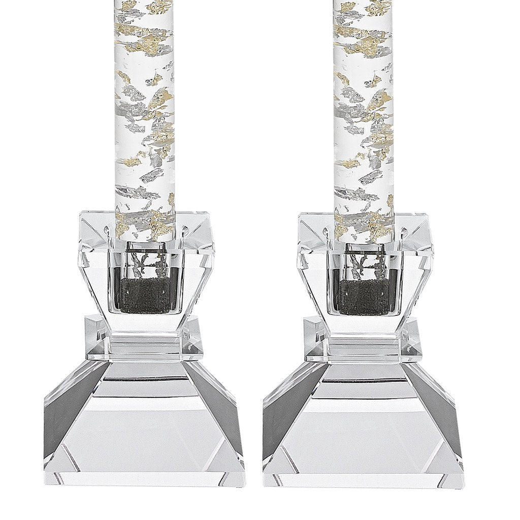 Badash Saturn Crystal Candlestick Holders - Set of 2 Tapered Candle Holders - Beautiful Handcrafted Crystal Accents Perfect for Modern or Traditional Decor
