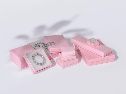 TheDisplayGuys - 25-Pack #33 Cotton Filled Cardboard Paper Jewelry Boxes Gift Case - Pastel Pink (3.5" x 3.5" x 1.0") - for Shipping or Storage
