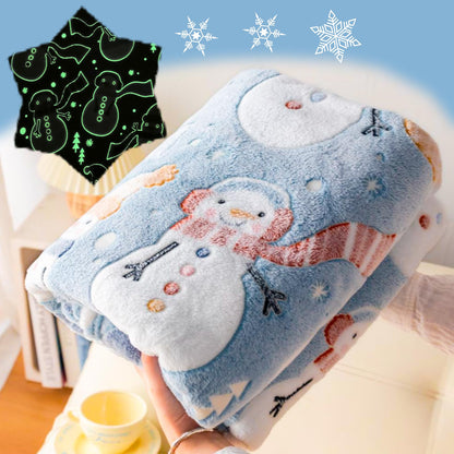 Christmas Blanket Snowman Blankets Gift, Glow in The Dark Blankets, Cozy Soft Fleece Blankets for Holiday Décor, Children Boys Girls Teens Holiday, 50"*60", Kids Blanket, Sky Blue