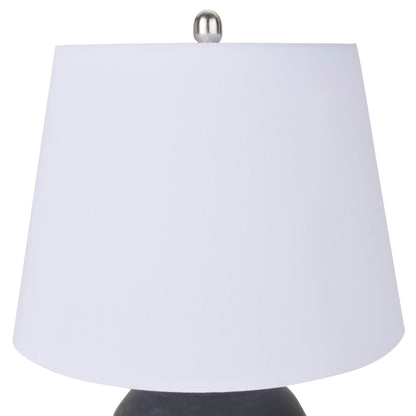 Nourison Home 23" Black Vintage Distressed Ceramic Pot Table Lamp for Bedroom, Living Room, End Table, with White Tapered Drum Shade