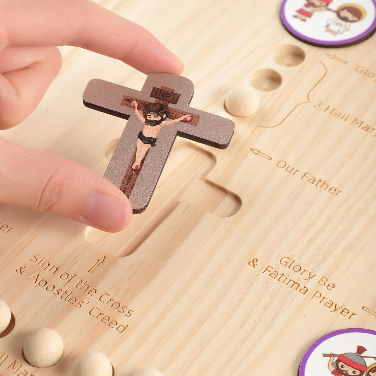 Wooden Rosary Board Catholic Gifts for Kids,Catholic Toys to Learn for Pray The Rosary,Christian Board Games Gifts,Catholic Baptism Christening Gifts for Girls,First Holy Communion Gifts for Boys