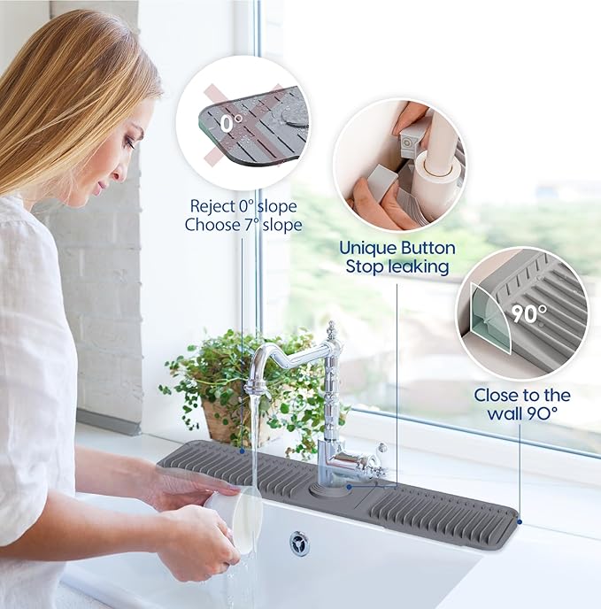 24 Inch Silicone Faucet Mat for Kitchen Sink Splash Guard