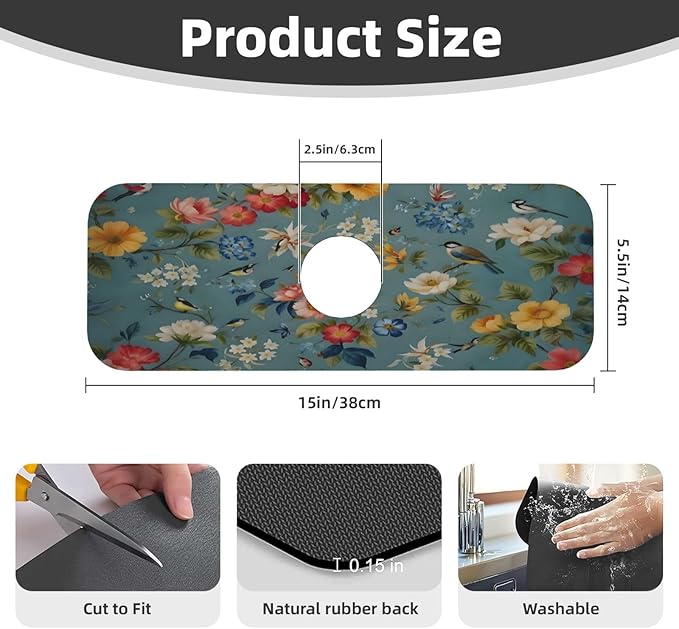 Flowers Kitchen sink faucet pad, strong water absorption, anti slip, very