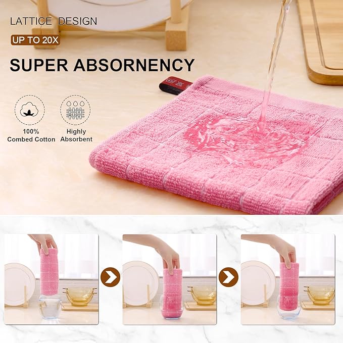 Mordimy 100% Cotton Terrycloth Kitchen Towels and Dishcloths Sets, Soft and