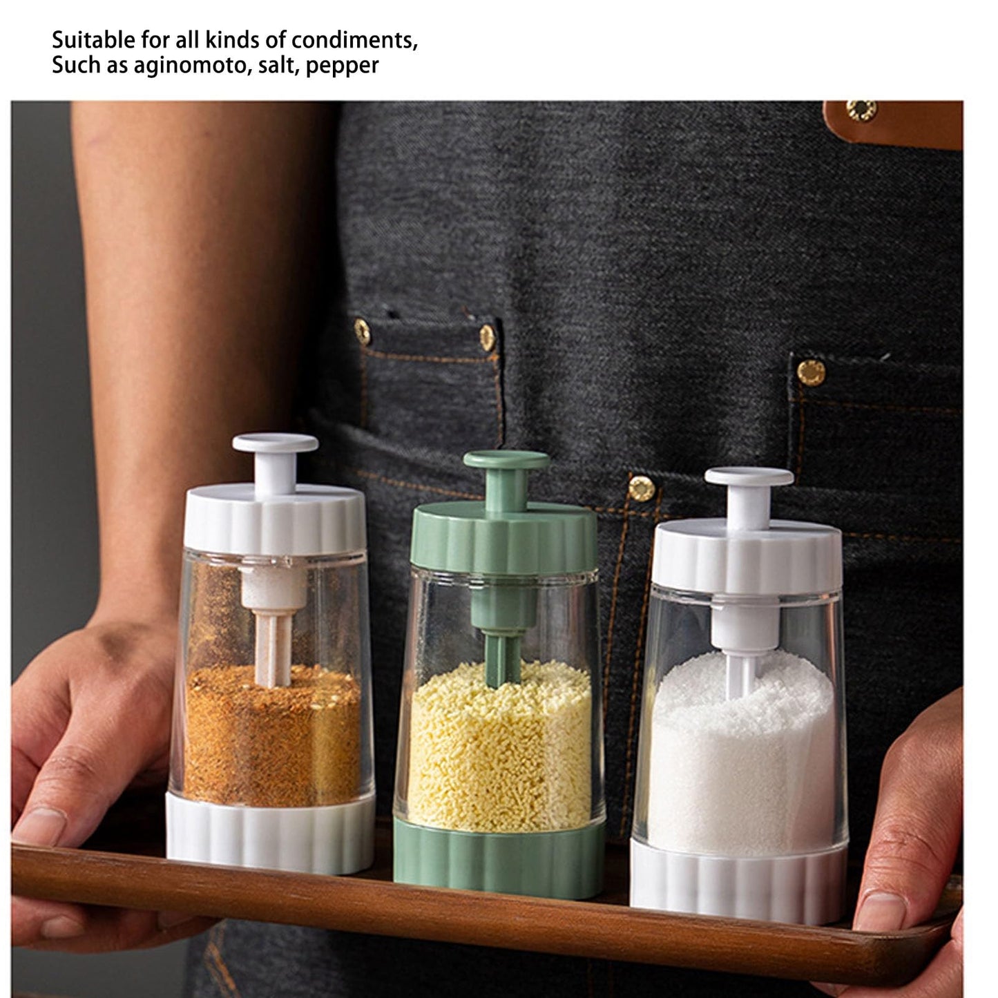 Glass Salt Shaker Dispenser, Quantitative Salt Shaker Ration Dispenser Air Tight Clear Glass Seasoning Bottle for Kitchen Camp (White)