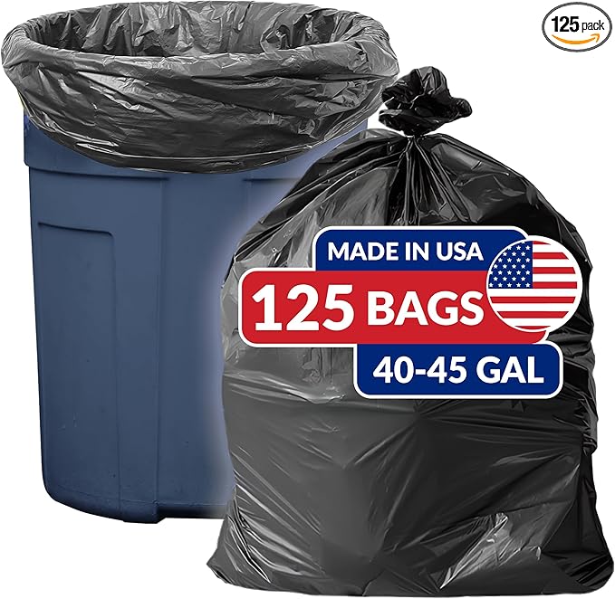 Reli. SuperValue 40-45 Gallon Trash Bags | 125 Count | Made in USA | Heavy Duty