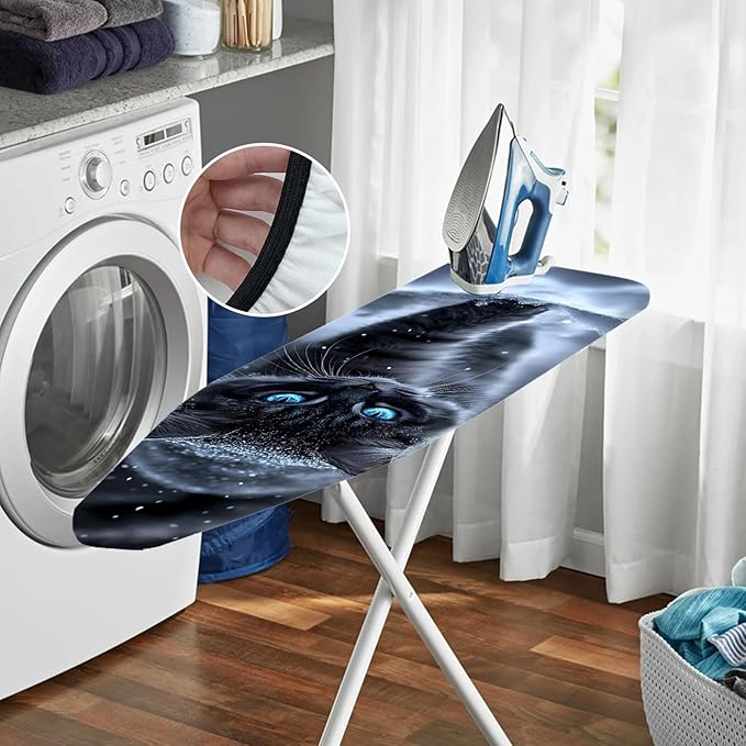 Nuxovilar Snowy Black Cat with Blue Eyes Ironing Board Cover, 15 * 54inch