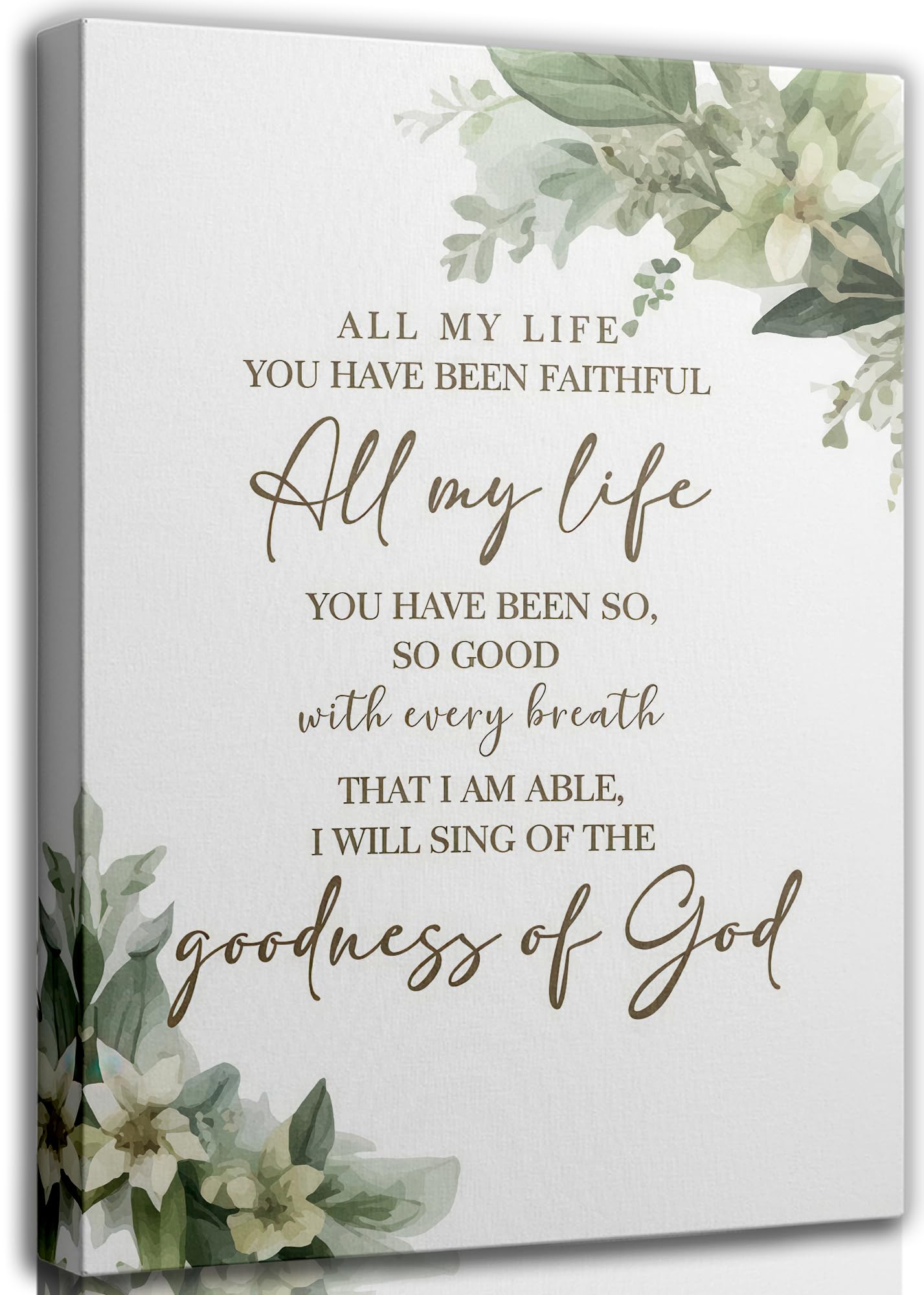 Goodness of God Bible Verse Canvas Wall Art, Christian Scripture Wall Decor, Inspirational Religious Framed Artwork for Living Room Bedroom Home Decoration 12x16 Inch
