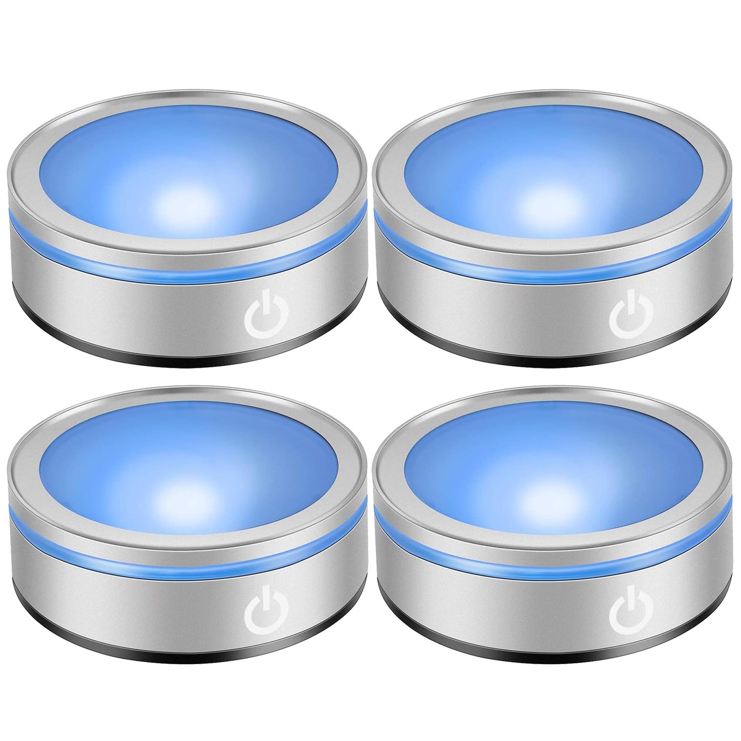 LED Light Base Lighted Display Stand for Crystal, 4 Pack Round Touch Control Light Stand, 7 Color Changing Display Base with USB Power, Illuminated Pedestal for Glass Crystal Spherical Artwork