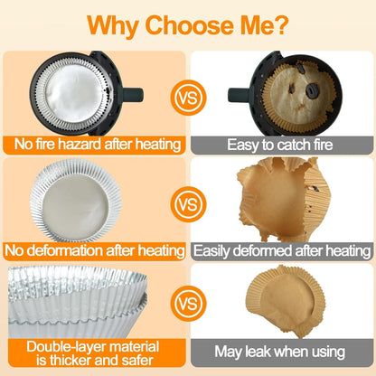 100 PCS Aluminum Foil Air Fryer Liners, Non-stick Air Fryer Disposable Paper Liner, Oil-proof Water-proof Sheets, Food Grade Aluminum Foil for Baking, Frying, Grilling, Roasting Microwave