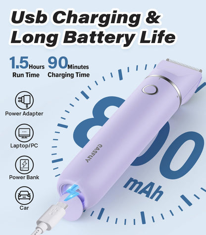 Casfuy Cordless Dog Paw Trimmer - Low Noise Dog Clippers with Double Blades USB Rechargeable Grooming Clipper for Dogs Cats and Small Pets for Trimming Hair Around Paws, Eyes, Ears, Face, Rump