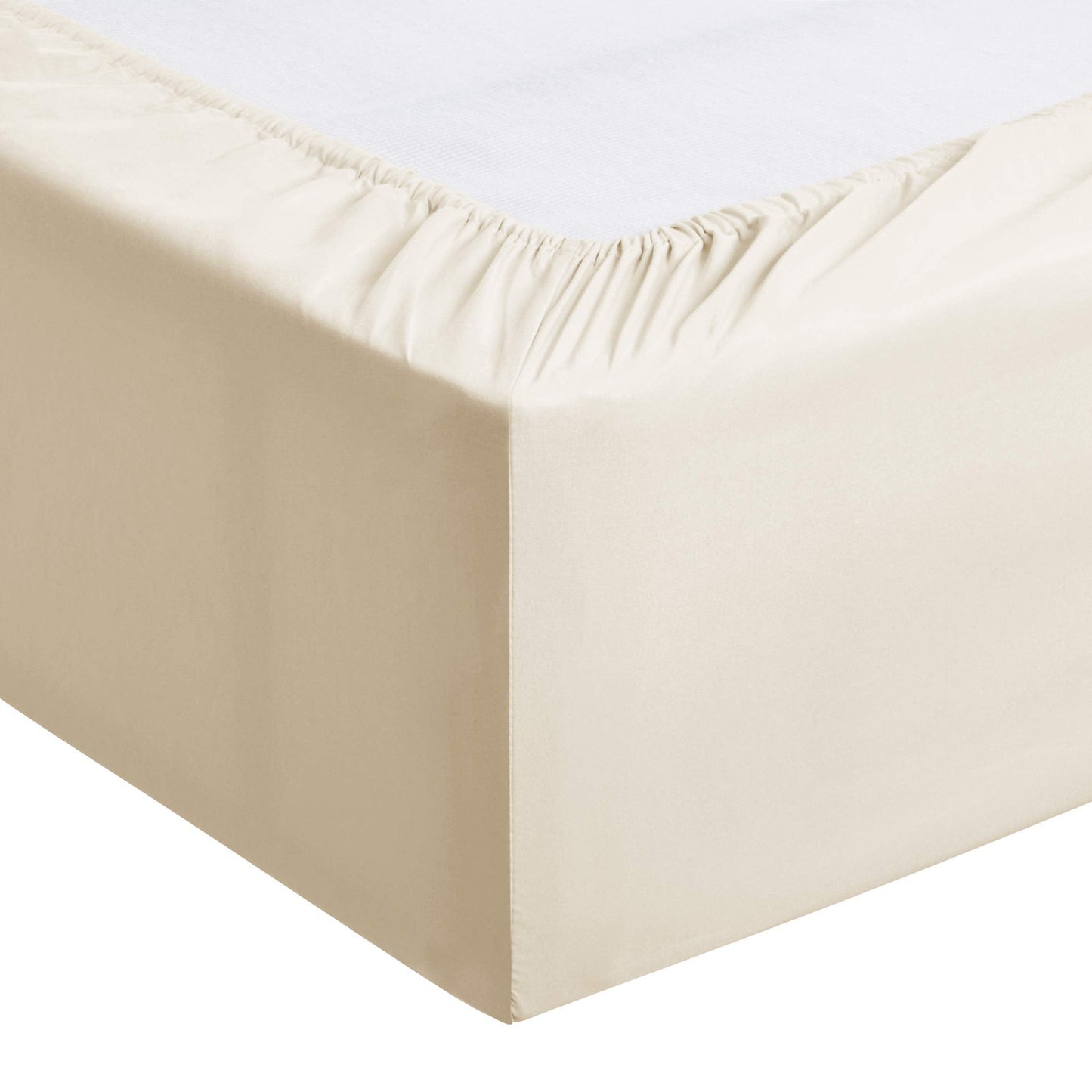 Amazon Basics Lightweight Super Soft Breathable Brushed Microfiber 4 Piece Bed Sheet Set with 14-Inch Deep Pockets, Wrinkle Resistant, Queen, Beige, Solid