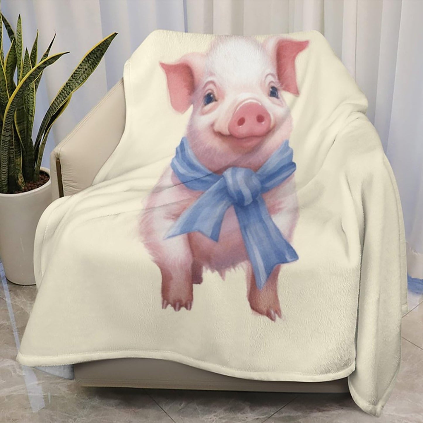 Joyidec Pink Pig Yellow Super Soft Winter Comfy Throw Blanket Flannel Fleece Lightweight Blanket for Couch Car Bed 50x60 in