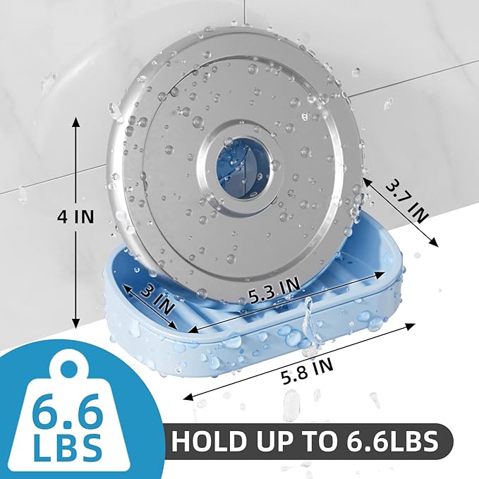 LEVERLOC Soap Dish Holder for Shower Suction Cup Wall Mounted Self Draining