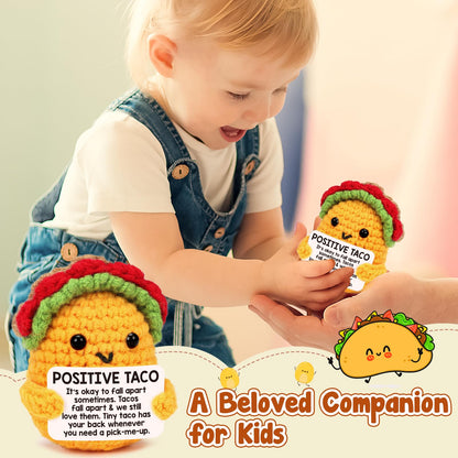Positive Crochet Taco Birthday Gifts for Women Men Teacher Appreciation Mothers Day Graduation Gift Adult Kids Son Mom Dad Daughter Sister Friend Coworkers Self Care Card Inspirational Support