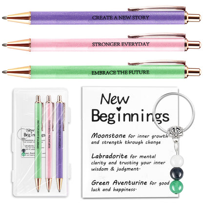 Going Away Gifts for Coworkers Women New Beginning Gifts Farewell Gift Crystal Keychain Fancy Pen Set Divorce Gift Goodbye Present Inspirational Encouragement Leaving Job Presents Office Present
