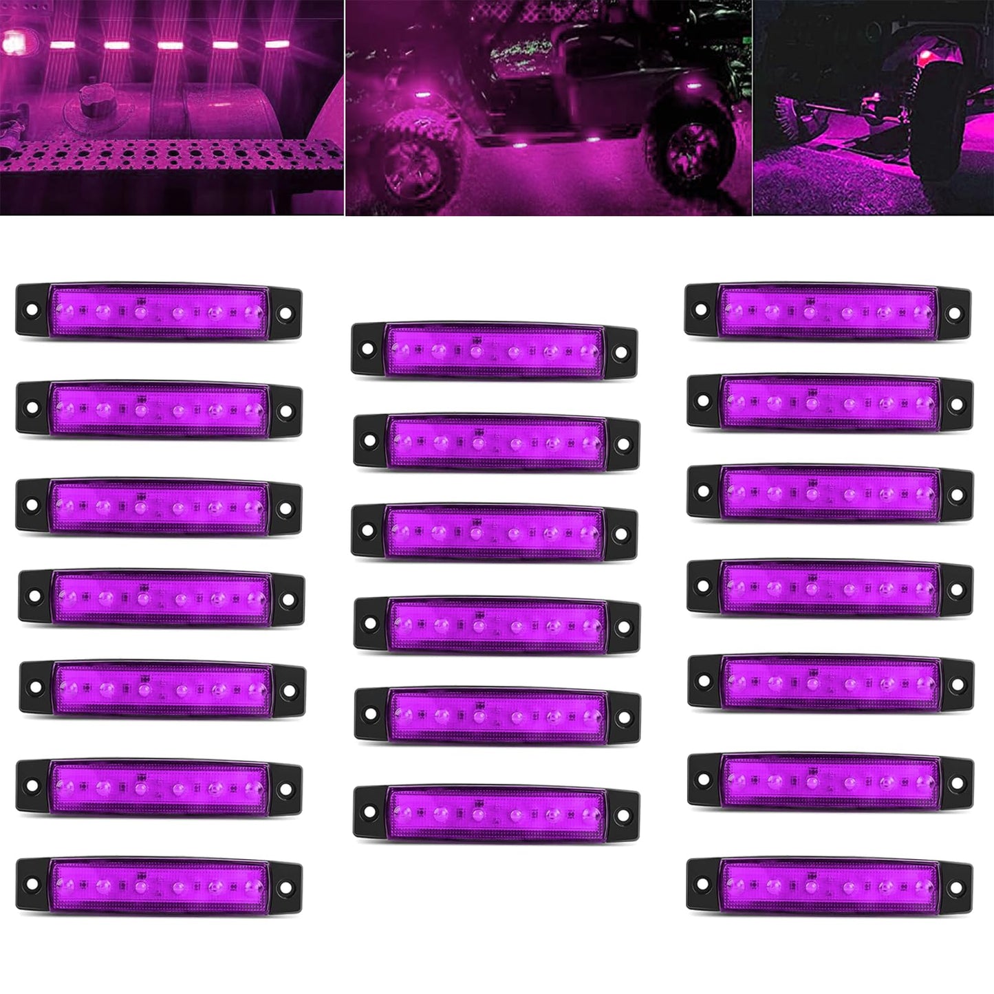FZSSHYG 20 Pcs Purple LED Rock Strip Lights,Wheel Well Underglow Lighting Kits,Car Rock Lights Exterior Side Marker Lights for Wrangler Truck Golf Cart RV RV SUV Offroad