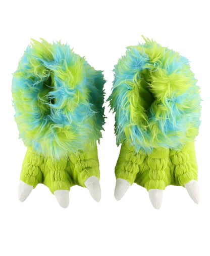 Lazy One Animal Paw Slippers for Kids and Adults, Fun Costume for Kids, Cozy Furry Slippers (Monster Green, Small)