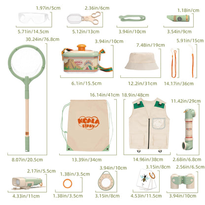 Kids Adventurer's Nature Explorer Set,Featuring Butterfly Net, Bug Catcher, Binoculars, Explorer Vest & Hat, Magnifying Glass and LED Flashlight. Perfect Educational Outdoor Gift for Ages 3+
