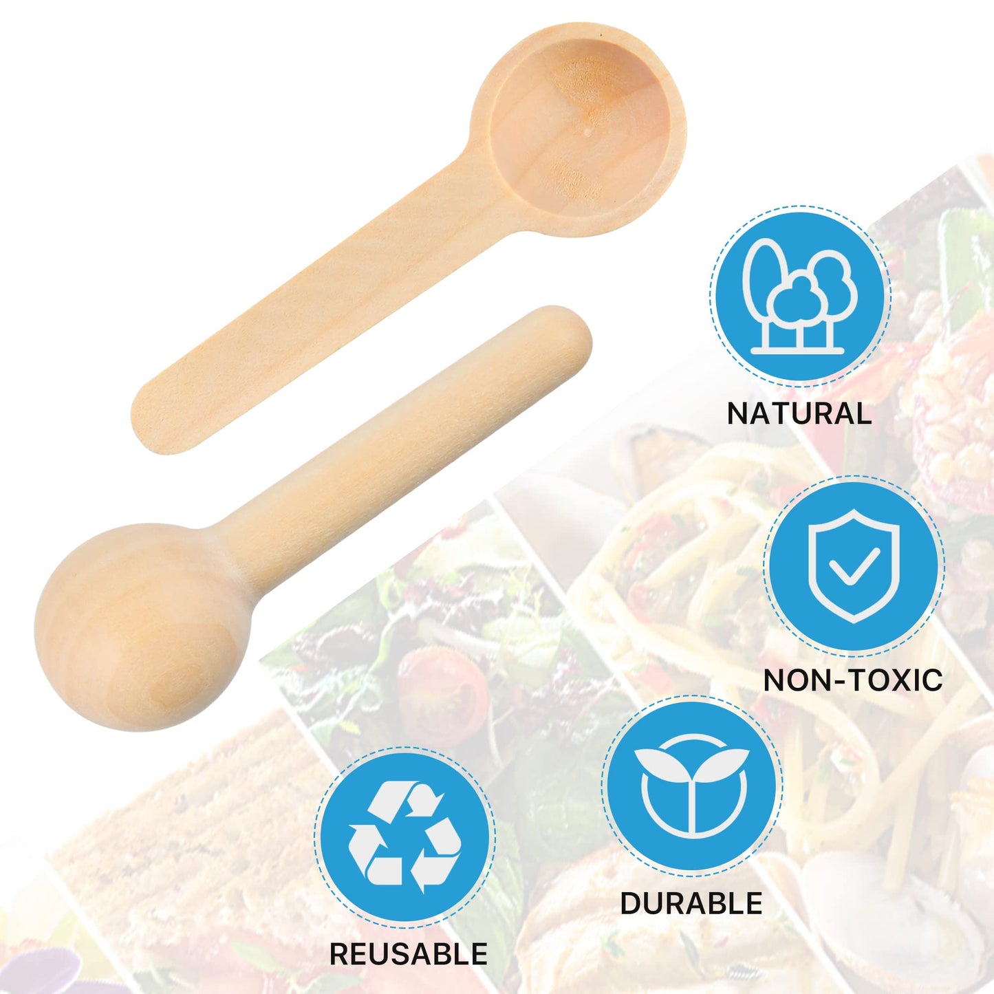 Aemygo 100 Pieces Small Wooden Spoons, 2.9 Inch Mini Natural Wooden Scoops Tiny Tasting Spoons for Spice Jars Coffee Condiment Honey Teas Sugar Kitchen Cooking