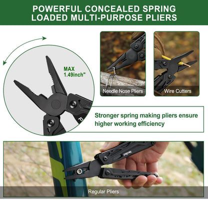 NexTool Multitool, 11 in 1 Multi Tool with Needle Nose Pliers, Scissors and Screwdriver Bits, Stainless Steel Multi Tool Pocket Knife with Safety Locking for Camping,Fishing,Hiking, Mens Gifts Unique
