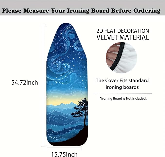 Nuxovilar Starry Sky & Mountain Pattern Ironing Board Cover, 15 * 54inch