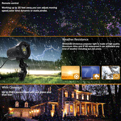 Christmas Laser Lights, Outdoor Garden Laser Lights Projector with Moving RGB Waterproof for Christmas Holiday