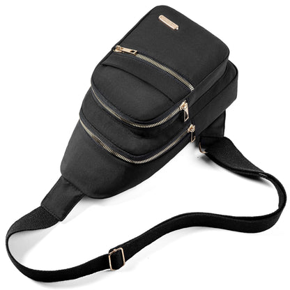 Small Sling Backpack Crossbody Sling Bag for Women, Chest Bag Daypack Fanny Pack Cross Body Bag for Outdoors Hiking Traveling - Black