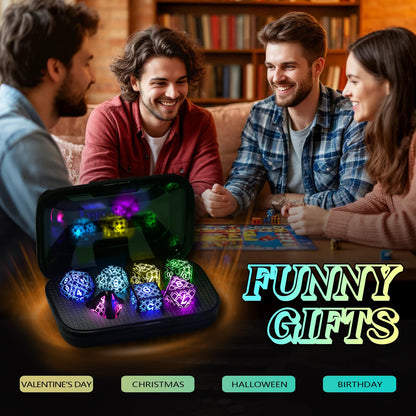 LED DND Dice Set Rechargeable, Cool Light up Dice Wireless Charging for Dungeons and Dragons, ZHOORQI Polyhedral Dice Role Playing Gifts(RGB-Dragon Scale)
