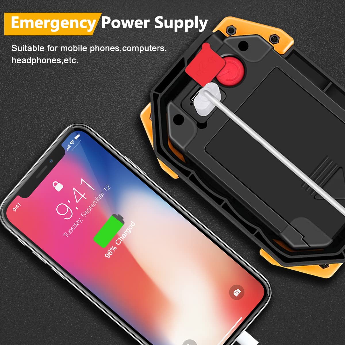 Edasion 30W LED Work Light Rechargeable COB Floodlight Super Bright 2000LM Portable Light Outdoor USB Battery Security Light Waterproof for Camping Fishing Hiking Car Garage, 2 Packs