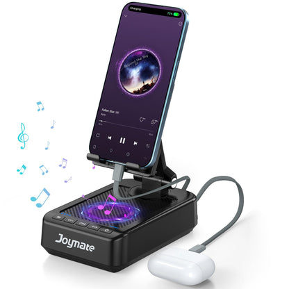 Joymate Gifts for Men Women, 10,000mAh Charging Phone Stand with Cables and Bluetooth Speaker, 360° Rotatable Angle Cell Phone Holder with HD Stereo Sound Fits Phones,Tablet (Black)