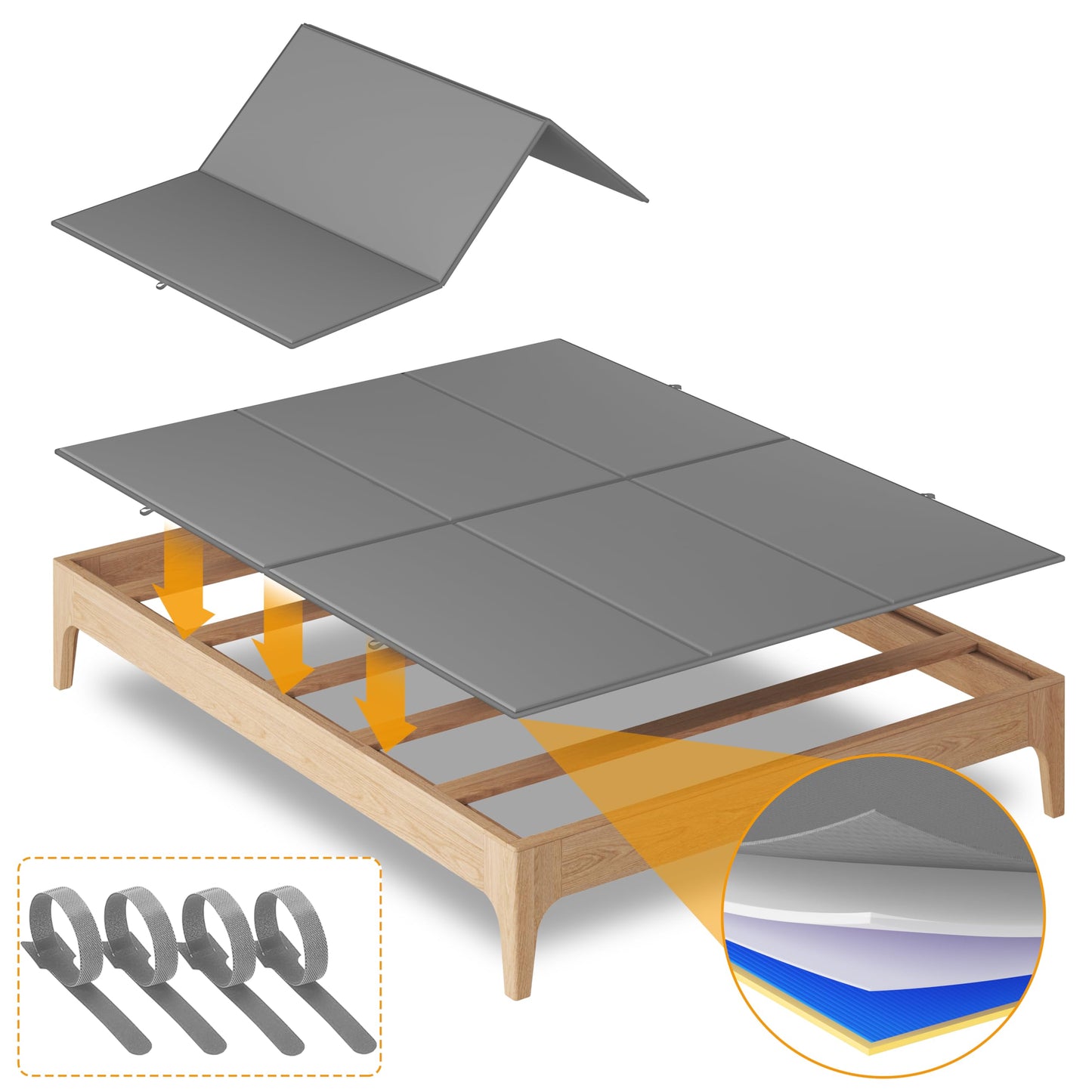 Doletaitan Metal-Frame-Bunkie-Board-Queen-Size (60"X80") for Under-Mattress-Support - Heavy Duty Bed Board Design,Folding, Noise Free, No Sagging