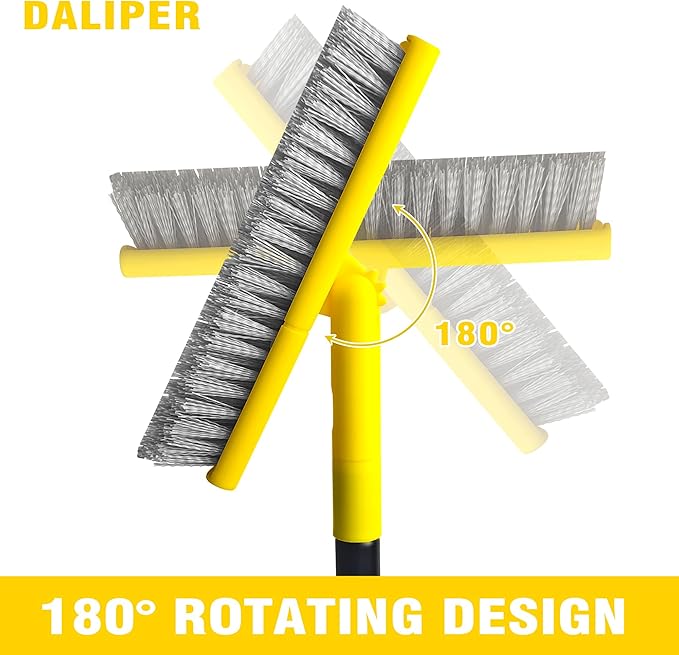 2 in 1 Grout Brush with 49.6" Long Handle, Swivel Grout Cleaning Brush V-Shape