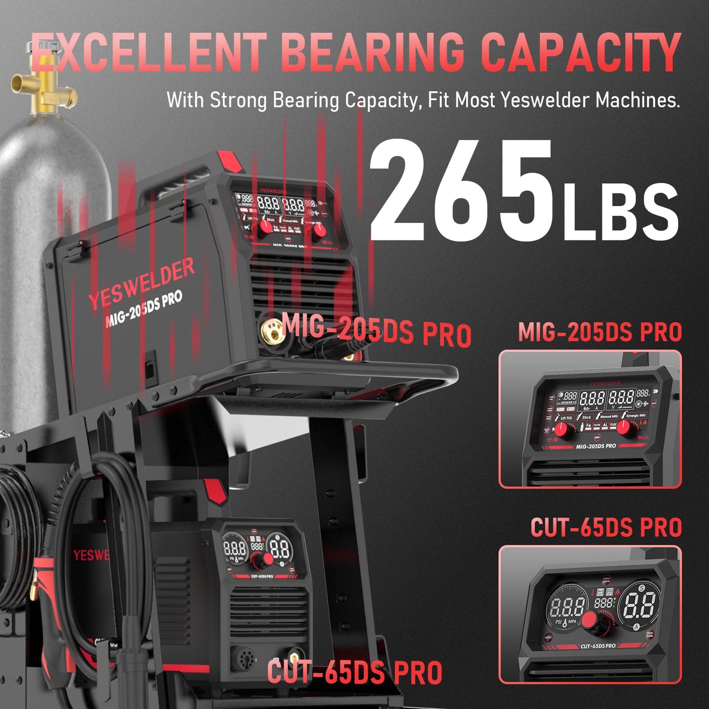 YESWELDER Welding Cart with Large Capacity Lockable Cabinet, for MIG/TIG/Stick Welders and Plasma Cutters, Heavy Duty 360° Swivel Wheels Welding Trolley