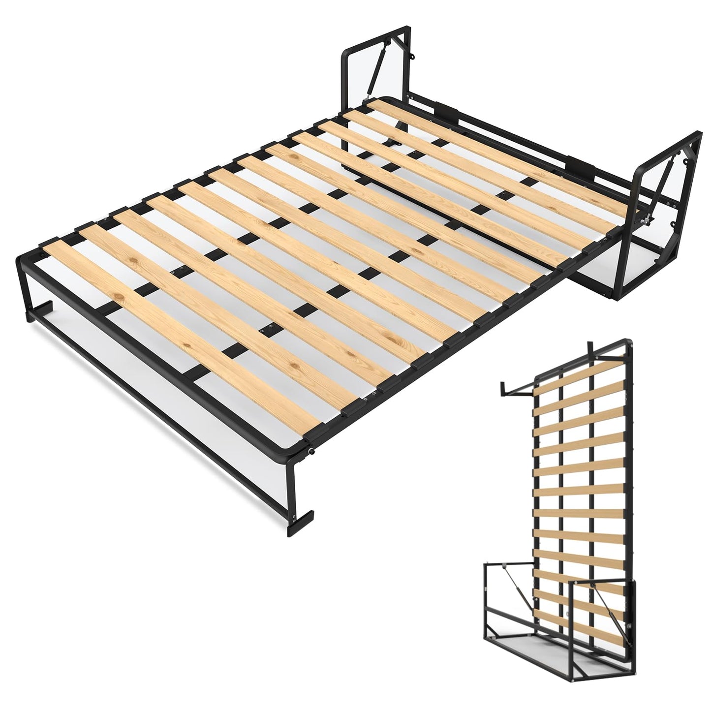 TooCust Vertical Murphy Wall Bed Frame Queen Size with Two-Stage Deluxe Gas Spring - DIY Wall Bed Queen Vertical, Folding Wall Bed, Vertical Murphy Bed Kit Queen Size