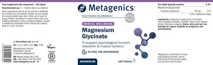 Metagenics Magnesium Glycinate 100mg - High Strength Supplement - Sleep Support - Easily Absorbable, Gentle on Digestion - 120 Tablets