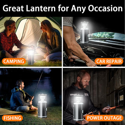 LED Camping Lantern with 15PCS Car Tool Kit, Survival Gear Hiking, Portable Emergency Set Kit with Screwdriver Set Kit Tool, Fishing Gear for Outdoors, Men/Dad Birthday Gift(AA Batteries Not Included)
