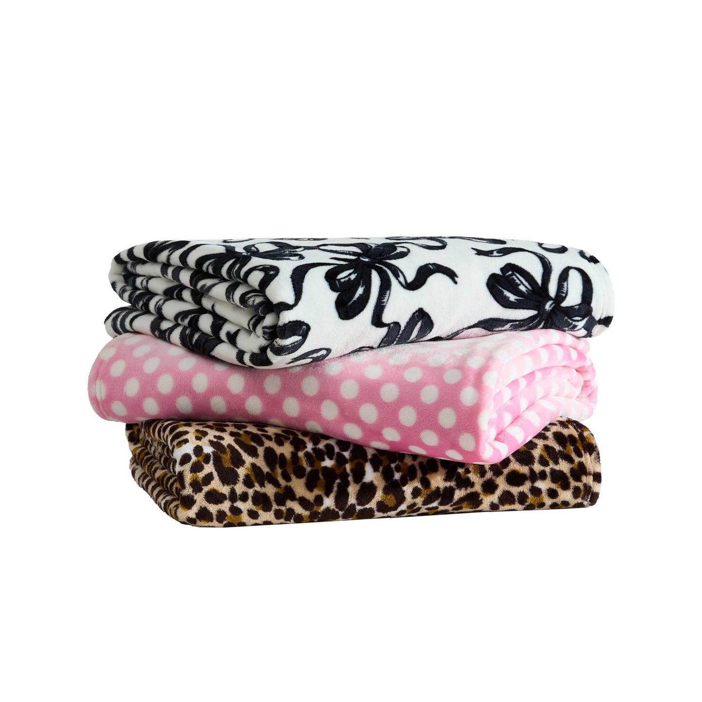 Betsey Johnson - Plush Throw Blanket for Couch or Bed, Soft Reversible Western Fleece Throw, Cozy Printed Soft Blanket, Ballet Bows Grey, 50" x 70"