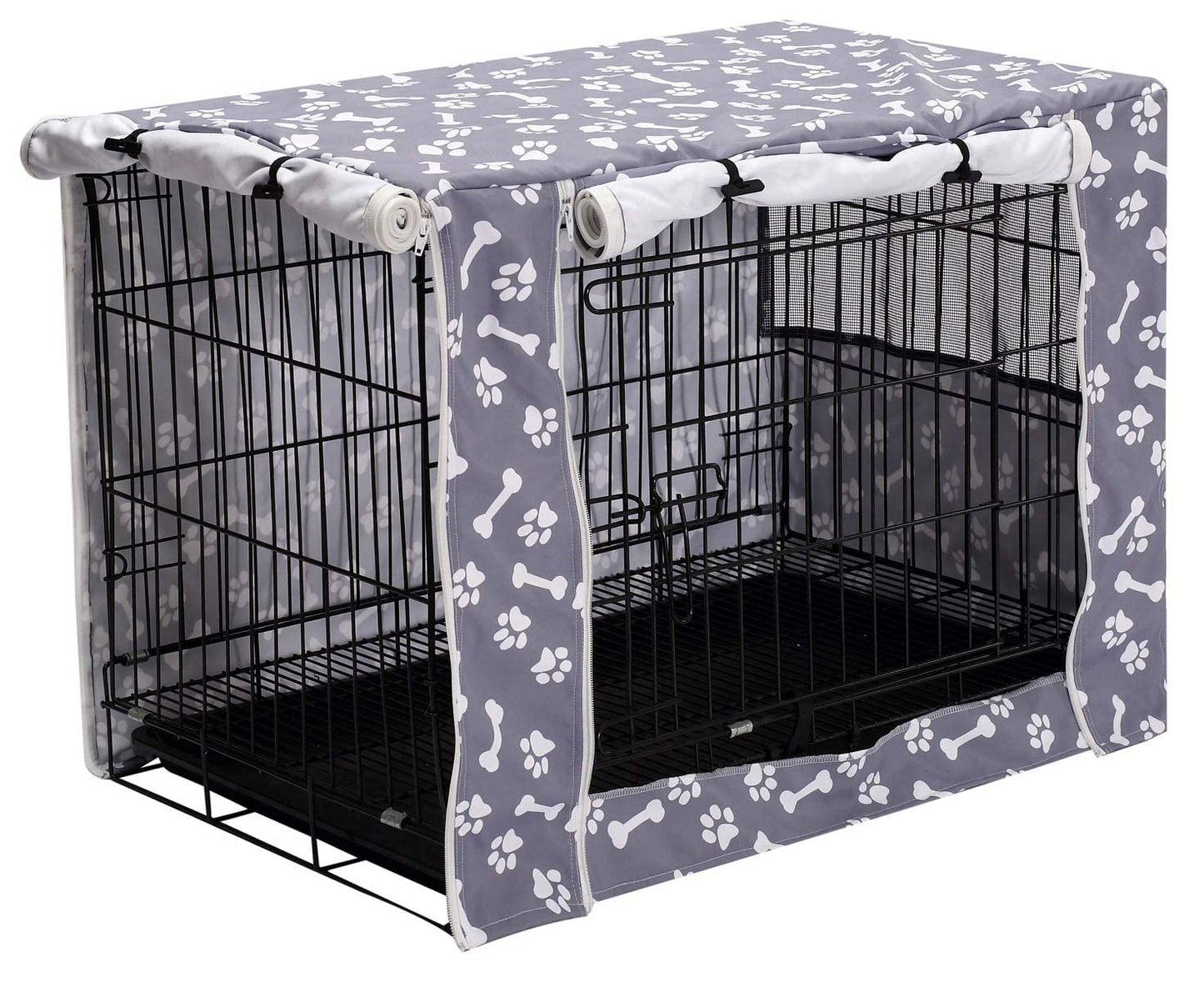 Dog Crate Cover Durable Polyester Pet Kennel Cover Universal Fit for Wire Dog Crate - Fits Most 42 inch Dog Crates - Cover only-Sky Gray-42