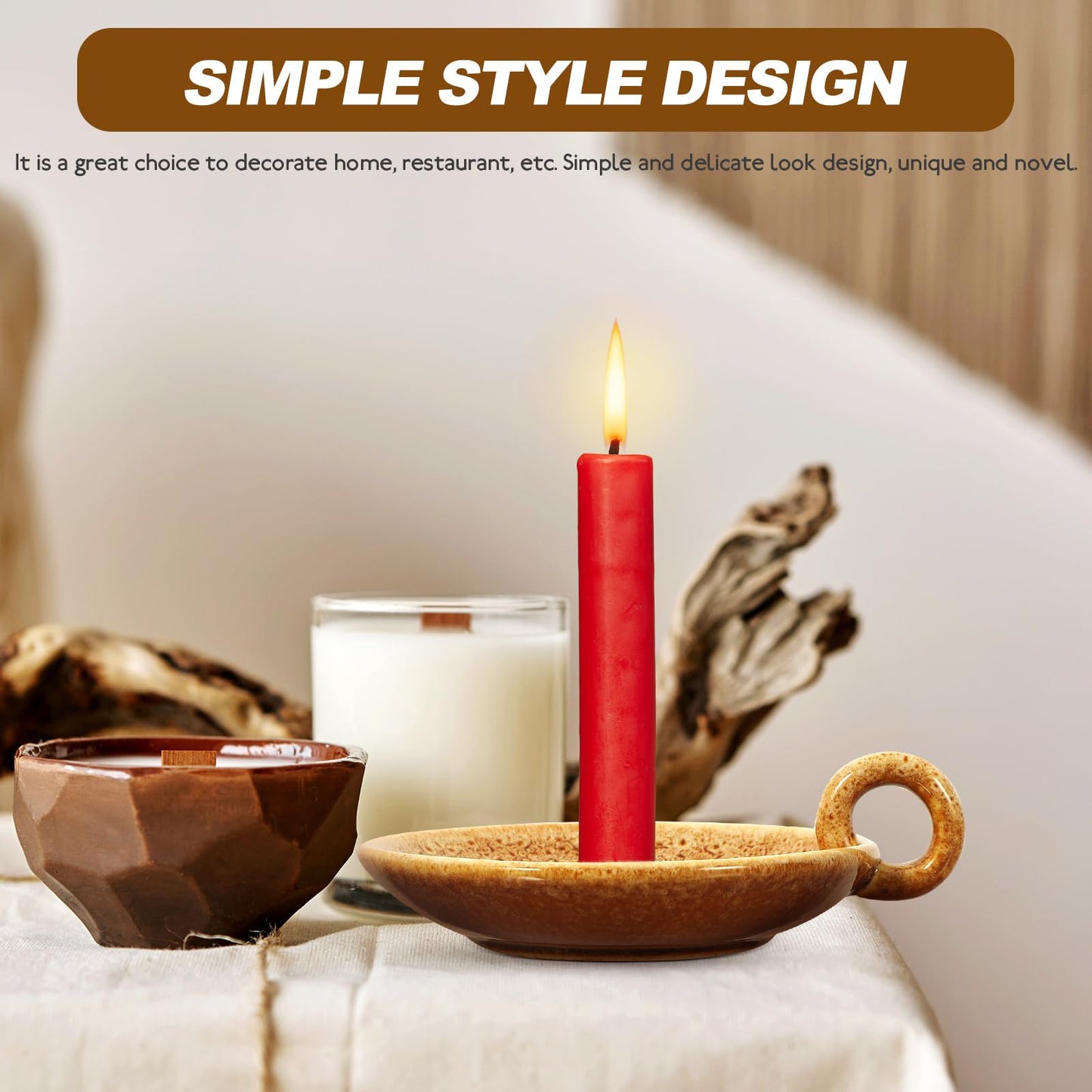 Veemoon Ceramic Candle Plate Decorative Round Candle Display Stand Aroma Holder for Indoor Home Decor Spa Meditation 5.70X4.92X1.77 Inches